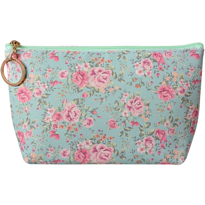 Juleeze toilettas bloemenpatroon groen roze 21x5x13 cm PU ritssluiting