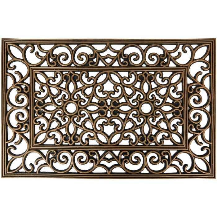 Clayre & Eef MC271 Deurmat zwart met goudkleurige accenten 60x40 cm