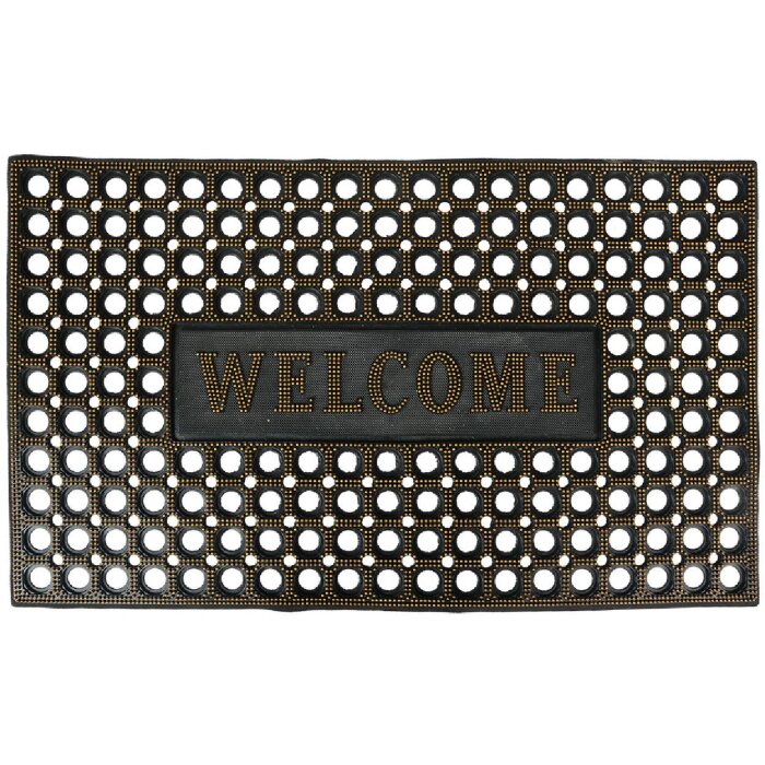 Clayre & Eef MC272 Deurmat zwart goud 75x45x1 cm landelijke stijl