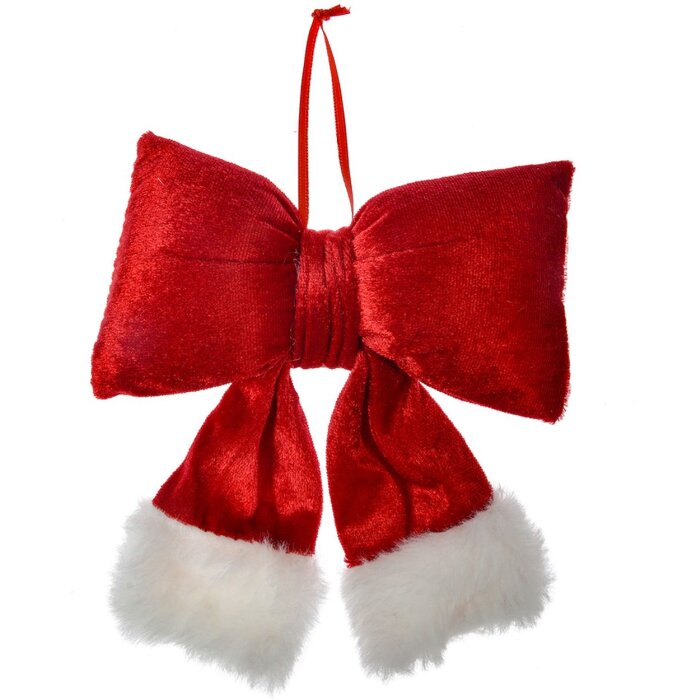Clayre & Eef 66097S Decoratieve Strik Rood Wit 15x3x17 cm