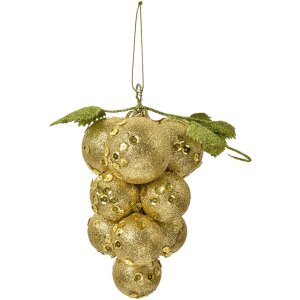 Clayre & Eef kerstdecoratie goud 10x10x15 cm met glitter en hanger