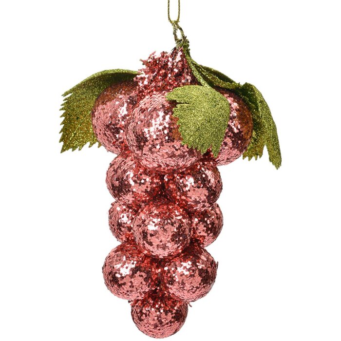 Clayre & Eef 66175P Kerstdecoratie Druiven Roze Groen 8x8x14 cm