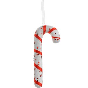 Clayre & Eef 66176 Decoratiehanger Candy Cane 7x2x17 cm Wit Rood