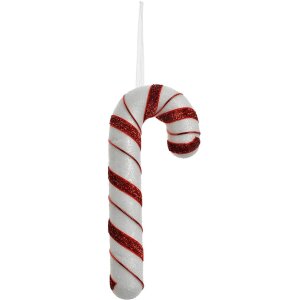 Clayre & Eef Decoratieve Hanger Candy Cane Wit Rood 8x3x20 cm