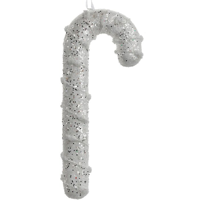 Clayre & Eef 66178 Candy Cane Hanger Wit 7x2x17 cm Kunststof Glitter
