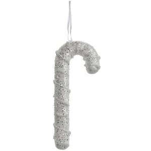 Clayre & Eef 66178 Candy Cane Hanger Wit 7x2x17 cm Kunststof Glitter