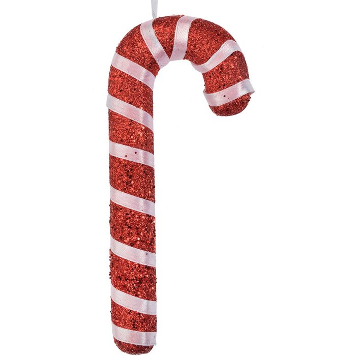 Clayre & Eef kerstbal zuurstok rood wit 17 cm plastic