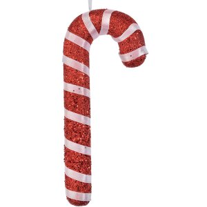 Clayre & Eef kerstbal zuurstok rood wit 17 cm plastic