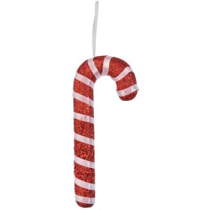 Clayre & Eef kerstbal zuurstok rood wit 17 cm plastic