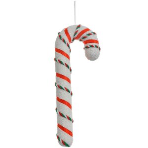 Clayre & Eef kerstdecoratie zuurstok wit-rood 26 cm plastic