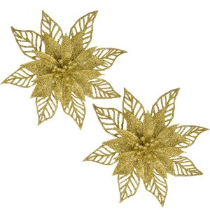 Clayre & Eef kerstdecoratie bloem goud Ø15cm...