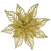 Clayre & Eef kerstdecoratie bloem goud Ø15cm set van 2 plastic glitter