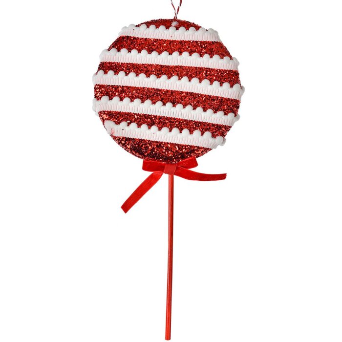 Clayre & Eef Kerstversiering Lolly Rood Wit 14x4x30 cm
