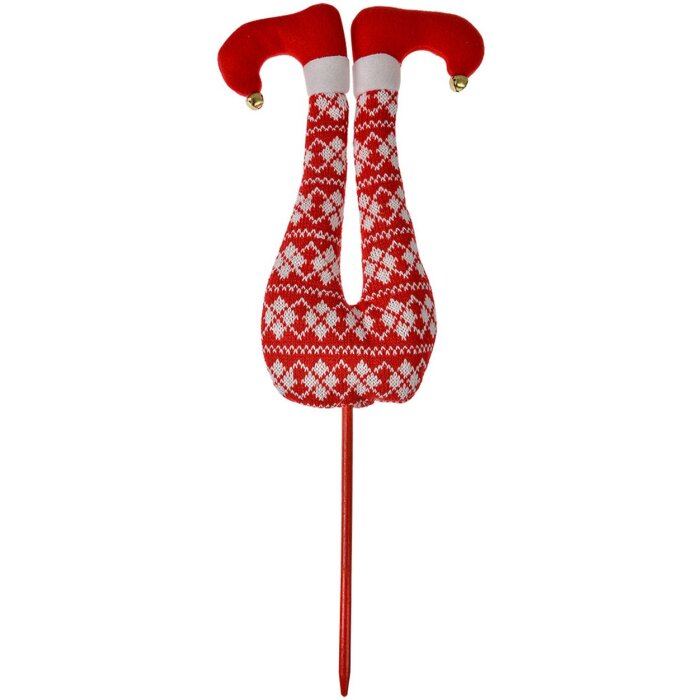 Clayre & Eef 66193 Kerst Elfenpoten Rood Wit 19x4x50 cm Kerstdecoratie