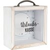Clayre & Eef 65878 Spaarpot Wit 15x8x18 cm Landelijke stijl MDF Glas