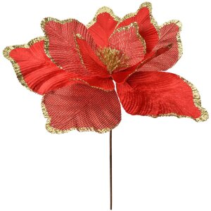 Clayre & Eef Kerstdecoratie Bloem Rood Goud Ø...