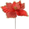 Clayre & Eef Kerstdecoratie Bloem Rood Goud Ø 44x46 cm Plastic