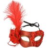 Clayre & Eef 66188 Masker Rood Goud 23x10x22 cm Polyester Masker Bal