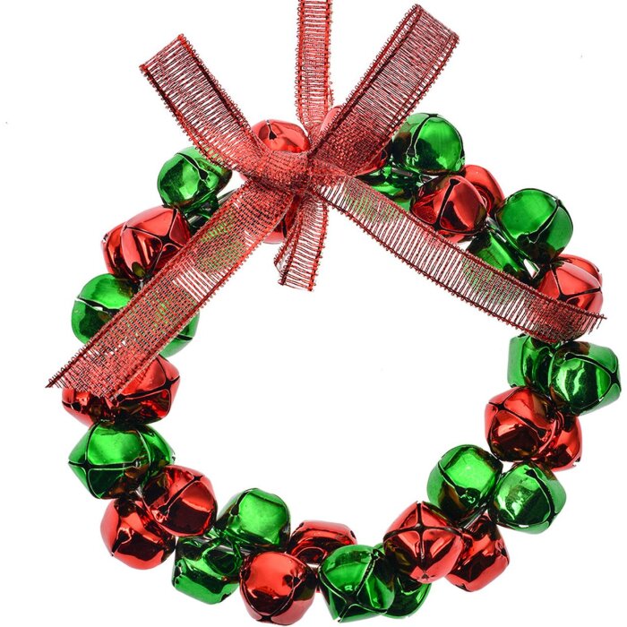 Clayre & Eef 66202 Decoratie Hanger Krans Rood Groen Ø 11x2 cm