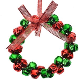 Clayre & Eef 66202 Decoratie Hanger Krans Rood Groen Ø 11x2 cm