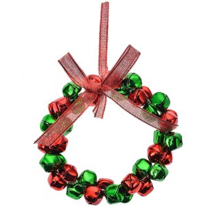 Clayre & Eef 66202 Decoratie Hanger Krans Rood Groen Ø 11x2 cm