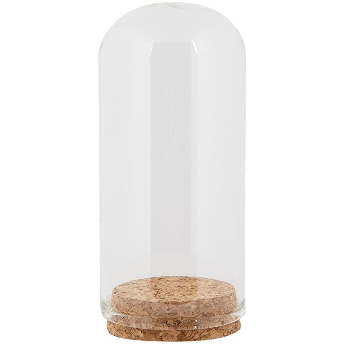 Clayre & Eef Glazen stolp Ø5x10cm Transparant met kurkbodem Deco