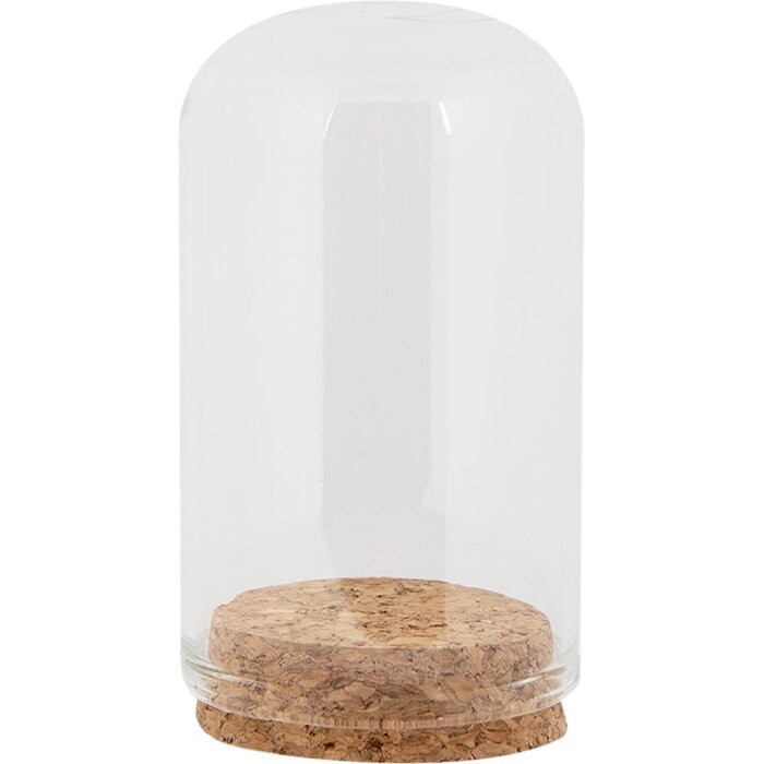 Clayre & Eef Glazen stolp Ø5x8cm Transparant met kurken voet Decoratieve stolp