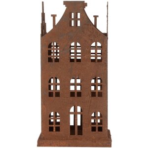 Clayre & Eef 6Y5775 Decoratie Huis Set van 2 Metalen Bruin Landelijke Stijl 11x11x21cm