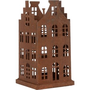 Clayre & Eef 6Y5775 Decoratie Huis Set van 2 Metalen Bruin Landelijke Stijl 11x11x21cm