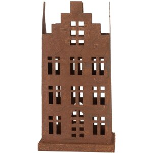 Clayre & Eef 6Y5775 Decoratie Huis Set van 2 Metalen Bruin Landelijke Stijl 11x11x21cm
