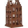 Clayre & Eef 6Y5775 Decoratie Huis Set van 2 Metalen Bruin Landelijke Stijl 11x11x21cm