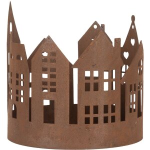 Clayre & Eef 6Y5784 Decoratie Huizen Set van 3 Landelijke Stijl Bruin Roest Afwerking