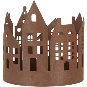 Clayre & Eef 6Y5784 Decoratie Huizen Set van 3 Landelijke Stijl Bruin Roest Afwerking