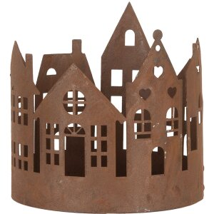Clayre & Eef 6Y5784 Decoratie Huizen Set van 3 Landelijke Stijl Bruin Roest Afwerking