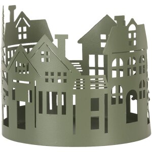 Clayre & Eef 6Y5788 Decoratie Huizen Set van 3 Landelijke Stijl Groen Metaal