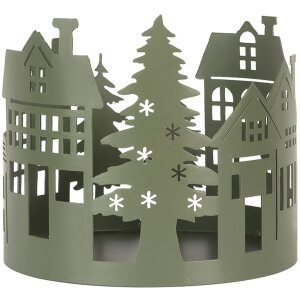 Clayre & Eef 6Y5788 Decoratie Huizen Set van 3 Landelijke Stijl Groen Metaal