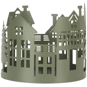 Clayre & Eef 6Y5788 Decoratie Huizen Set van 3 Landelijke Stijl Groen Metaal