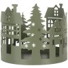Clayre & Eef 6Y5788 Decoratie Huizen Set van 3 Landelijke Stijl Groen Metaal