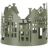 Clayre & Eef 6Y5788 Decoratie Huizen Set van 3 Landelijke Stijl Groen Metaal