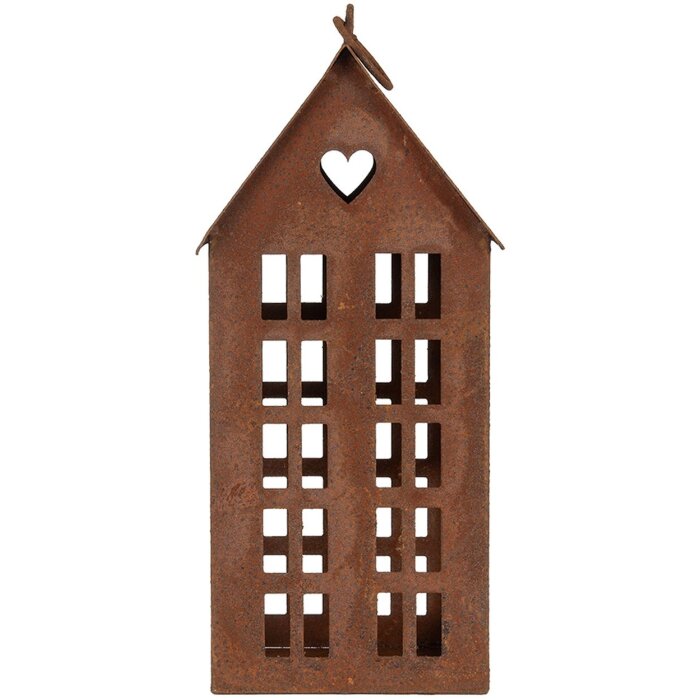 Clayre & Eef 6Y5792 Decoratie Huis Metaal Bruin 13x11x30 cm Landelijke stijl