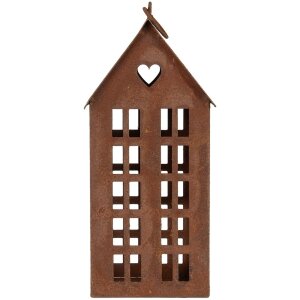 Clayre & Eef 6Y5792 Decoratie Huis Metaal Bruin 13x11x30 cm Landelijke stijl