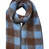 Juleeze JZSC0819BL Sjaal blauw-bruin 39x200cm zachte synthetische franjes