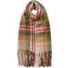 Juleeze JZSC0820GR Sjaal Groen Bruin Roze Ruit 35x212 cm Franjes Dames