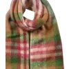 Juleeze JZSC0820GR Sjaal Groen Bruin Roze Ruit 35x212 cm Franjes Dames