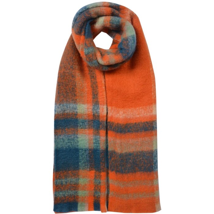 Juleeze JZSC0820O Sjaal oranje geruit 35x212 cm Dames accessoire