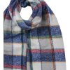 Juleeze JZSC0824BL Dames Sjaal Blauw Grijs Geruit 50x200 cm