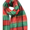 Juleeze JZSC0824R Sjaal rood groen geblokt 50x200 cm met franjes