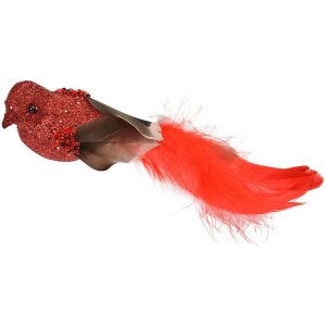 Clayre & Eef 66138 Decoratie Vogel Set van 2 Roodbruin 16x5x5 cm Plastic