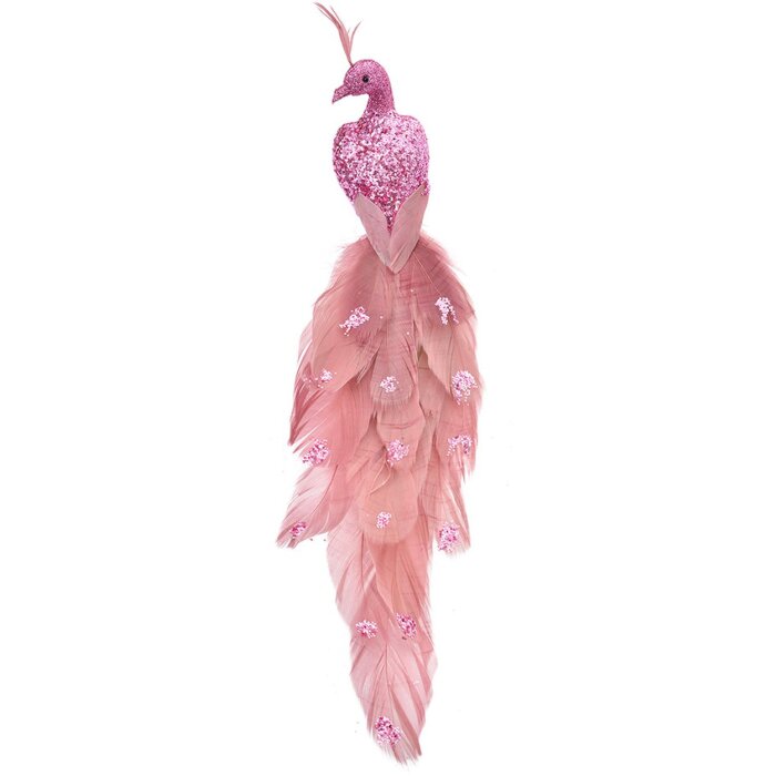 Clayre & Eef 66139 Decoratie Vogel Roze 30x7x10 cm Plastic Kerstdecoratie