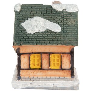 Clayre & Eef 6PR5733 Decoratie Huisje met LED Oranje Groen 6x5x6 cm